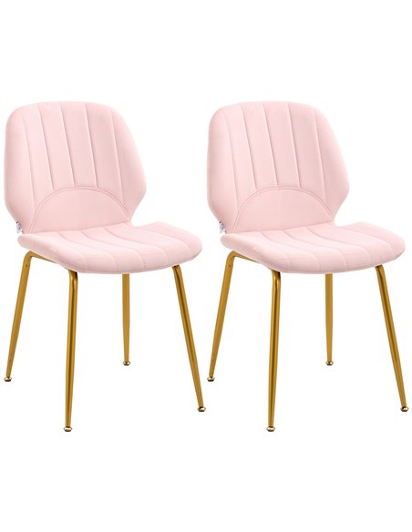 HOMCOM Velvet Dining Chairs Set of 2, 2 Piece Dining Room Chairs with Backrest, Padded Seat and Steel Legs, Pink 83A-020V70PK - pic 69073 | FastDaddyshop