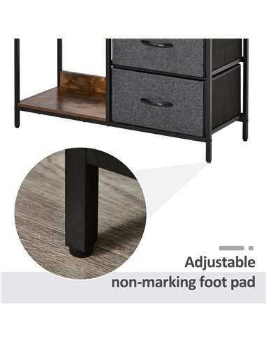 HOMCOM Chest of Drawers Storage  Dresser Cabinet Organizer with 3 Fabric Drawers and 2 Display Shelves for Living Room, Bedroom,