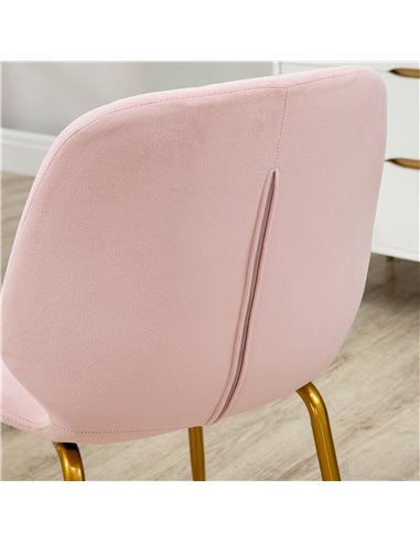 HOMCOM Velvet Dining Chairs Set of 2, 2 Piece Dining Room Chairs with Backrest, Padded Seat and Steel Legs, Pink 83A-020V70PK