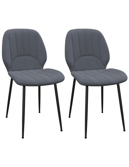 HOMCOM Velvet Dining Chairs with Backrest Set of 2, Dark Grey 83A-020V70CG - pic 69082 | FastDaddyshop