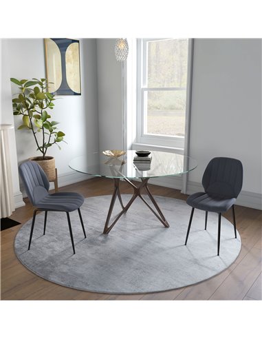HOMCOM Velvet Dining Chairs Set of 2, 2 Piece Dining Room Chairs with Backrest, Padded Seat and Steel Legs, Dark Grey 83A-020V70