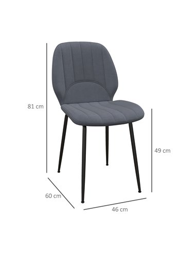 HOMCOM Velvet Dining Chairs Set of 2, 2 Piece Dining Room Chairs with Backrest, Padded Seat and Steel Legs, Dark Grey 83A-020V70