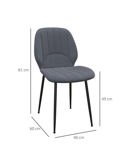HOMCOM Velvet Dining Chairs Set of 2, 2 Piece Dining Room Chairs with Backrest, Padded Seat and Steel Legs, Dark Grey 83A-020V70 - pic 69084 | FastDaddyshop