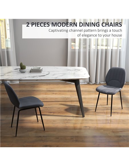 HOMCOM Velvet Dining Chairs Set of 2, 2 Piece Dining Room Chairs with Backrest, Padded Seat and Steel Legs, Dark Grey 83A-020V70 - pic 69085 | FastDaddyshop