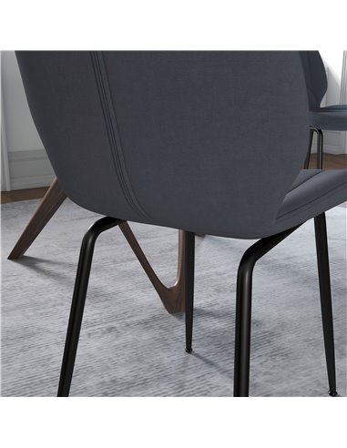 HOMCOM Velvet Dining Chairs Set of 2, 2 Piece Dining Room Chairs with Backrest, Padded Seat and Steel Legs, Dark Grey 83A-020V70