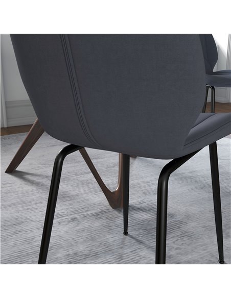 HOMCOM Velvet Dining Chairs Set of 2, 2 Piece Dining Room Chairs with Backrest, Padded Seat and Steel Legs, Dark Grey 83A-020V70 - pic 69089 | FastDaddyshop