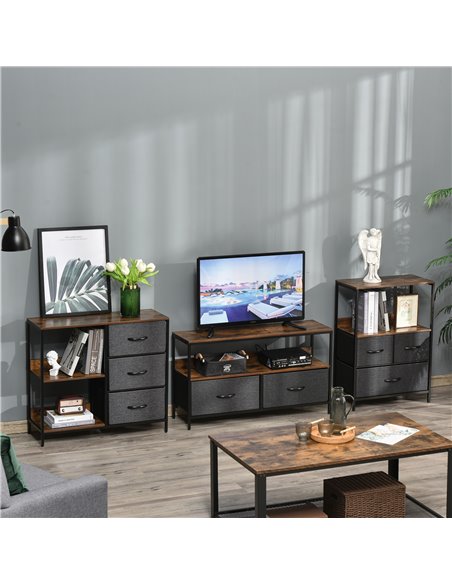 HOMCOM Chest of Drawers Storage  Dresser Cabinet Organizer with 3 Fabric Drawers and 2 Display Shelves for Living Room, Bedroom, - pic 6909 | FastDaddyshop