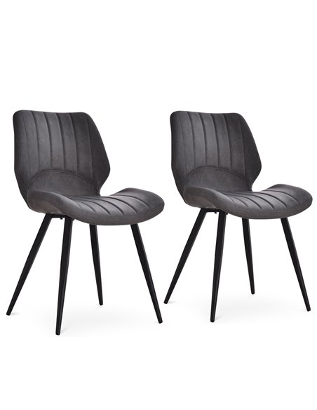 HOMCOM Set of 2 Dining Chairs, Grey PU Leather Upholstered Kitchen Chairs, Grey 835-172V71GY - pic 69100 | FastDaddyshop