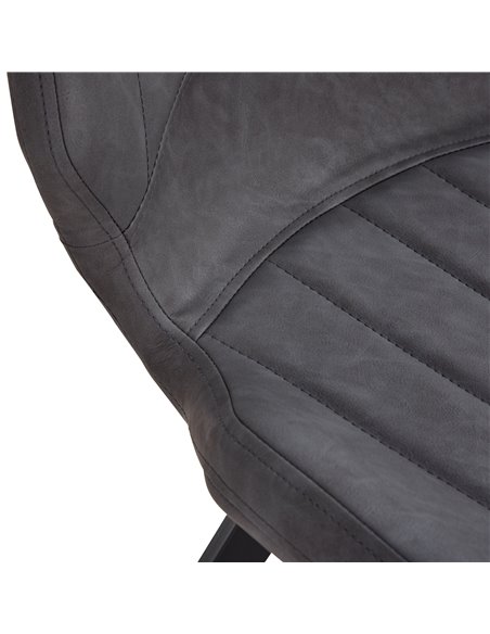 HOMCOM Set of 2 Dining Chairs, Grey PU Leather Upholstered Kitchen Chairs with Moulded Padded Seat, Steel Frame for Dining Room  - pic 69106 | FastDaddyshop