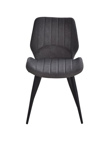HOMCOM Set of 2 Dining Chairs, Grey PU Leather Upholstered Kitchen Chairs with Moulded Padded Seat, Steel Frame for Dining Room 