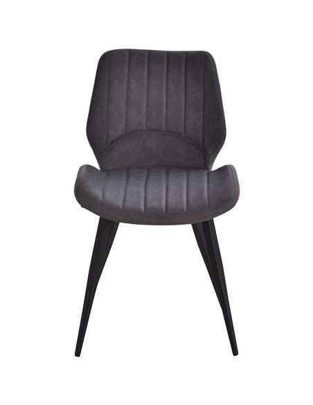 HOMCOM Set of 2 Dining Chairs, Grey PU Leather Upholstered Kitchen Chairs with Moulded Padded Seat, Steel Frame for Dining Room  - pic 69107 | FastDaddyshop