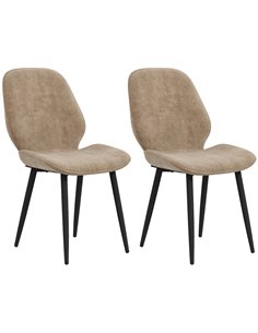 HOMCOM Velvet Dining Chairs, Set of 2 Dining Room Chairs with Metal Legs for Living Room, Dining Room, Light Brown 83A-044V70LR