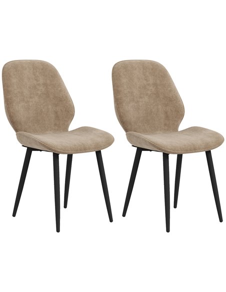HOMCOM Velvet Dining Chairs, Set of 2 Dining Room Chairs with Metal Legs for Living Room, Dining Room, Light Brown 83A-044V70LR - pic 69109 | FastDaddyshop