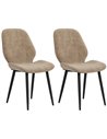 HOMCOM Velvet Dining Chairs, Set of 2 Dining Room Chairs with Metal Legs for Living Room, Dining Room, Light Brown 83A-044V70LR