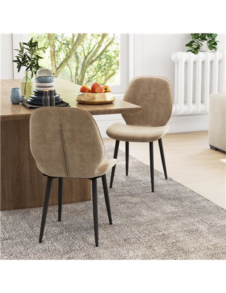 HOMCOM Velvet Dining Chairs, Set of 2 Dining Room Chairs with Metal Legs for Living Room, Dining Room, Light Brown 83A-044V70LR - pic 69110 | FastDaddyshop
