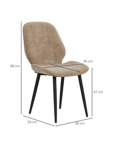 HOMCOM Velvet Dining Chairs, Set of 2 Dining Room Chairs with Metal Legs for Living Room, Dining Room, Light Brown 83A-044V70LR