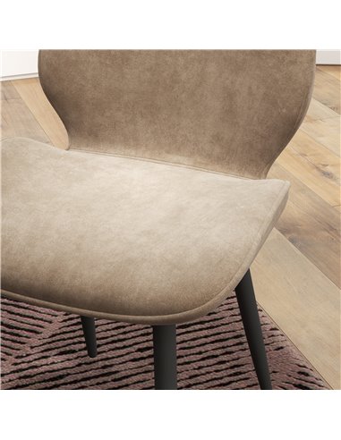 HOMCOM Velvet Dining Chairs, Set of 2 Dining Room Chairs with Metal Legs for Living Room, Dining Room, Light Brown 83A-044V70LR