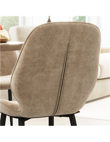 HOMCOM Velvet Dining Chairs, Set of 2 Dining Room Chairs with Metal Legs for Living Room, Dining Room, Light Brown 83A-044V70LR