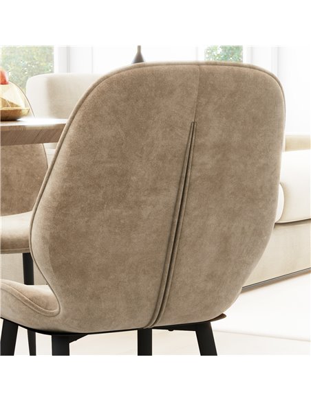 HOMCOM Velvet Dining Chairs, Set of 2 Dining Room Chairs with Metal Legs for Living Room, Dining Room, Light Brown 83A-044V70LR - pic 69116 | FastDaddyshop