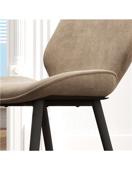 HOMCOM Velvet Dining Chairs, Set of 2 Dining Room Chairs with Metal Legs for Living Room, Dining Room, Light Brown 83A-044V70LR - pic 69117 | FastDaddyshop