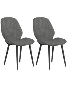 HOMCOM Velvet Dining Chairs, Set of 2 Dining Room Chairs with Metal Legs for Living Room, Dining Room, Grey 83A-044V70GY