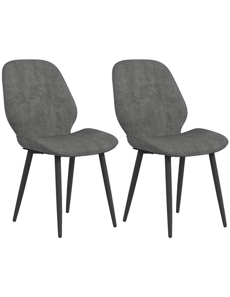 HOMCOM Velvet Dining Chairs, Set of 2 Dining Room Chairs with Metal Legs for Living Room, Dining Room, Grey 83A-044V70GY - pic 69118 | FastDaddyshop