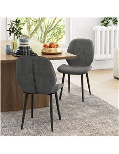 HOMCOM Velvet Dining Chairs, Set of 2 Dining Room Chairs with Metal Legs for Living Room, Dining Room, Grey 83A-044V70GY 2