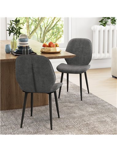 HOMCOM Velvet Dining Chairs, Set of 2 Dining Room Chairs with Metal Legs for Living Room, Dining Room, Grey 83A-044V70GY