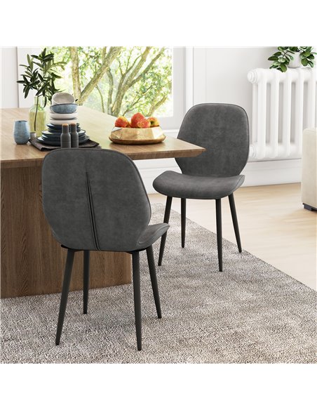 HOMCOM Velvet Dining Chairs, Set of 2 Dining Room Chairs with Metal Legs for Living Room, Dining Room, Grey 83A-044V70GY - pic 69119 | FastDaddyshop
