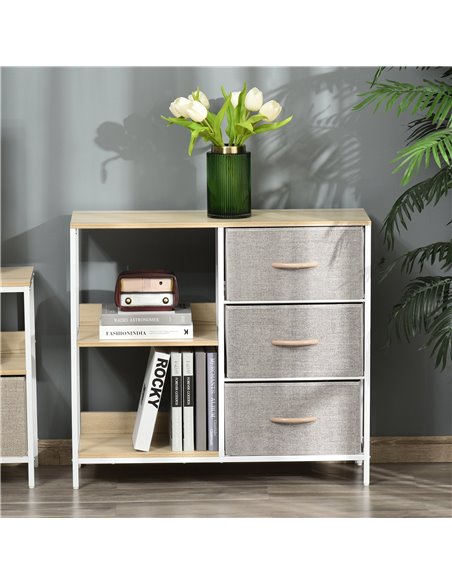 HOMCOM Chest of Drawers Storage  Dresser Cabinet Organizer with 3 Fabric Drawers and 2 Display Shelves for Living Room, Bedroom, - pic 6912 | FastDaddyshop
