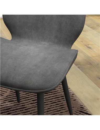 HOMCOM Velvet Dining Chairs, Set of 2 Dining Room Chairs with Metal Legs for Living Room, Dining Room, Grey 83A-044V70GY