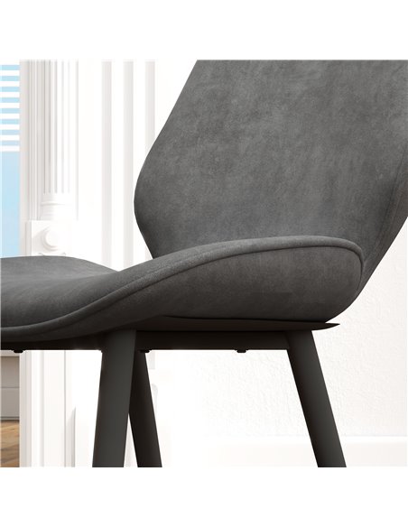 HOMCOM Velvet Dining Chairs, Set of 2 Dining Room Chairs with Metal Legs for Living Room, Dining Room, Grey 83A-044V70GY - pic 69125 | FastDaddyshop