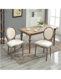 HOMCOM Set of 2 French-Style Kitchen Chairs with Padded Seats, Cream White 835-114V71 2