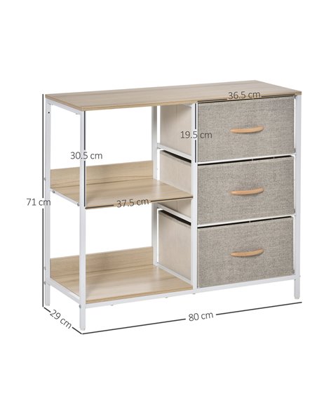 HOMCOM Chest of Drawers Storage  Dresser Cabinet Organizer with 3 Fabric Drawers and 2 Display Shelves for Living Room, Bedroom, - pic 6913 | FastDaddyshop