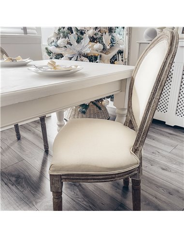 HOMCOM Dining Chairs Set of 2, French-Style Kitchen Chairs with Padded Seats Wood Frame and Brushed Curved Back, Cream White 835