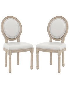 HOMCOM Set of 2 French Vintage Style Kitchen Chairs, Cream White 83A-082V70CW