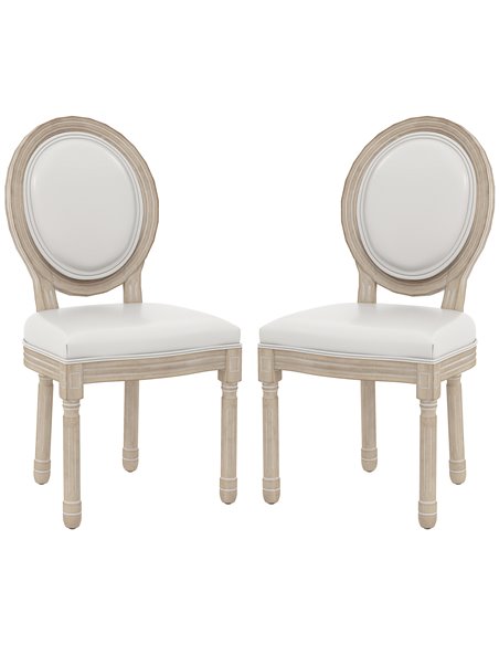 HOMCOM Set of 2 French Vintage Style Kitchen Chairs, Cream White 83A-082V70CW - pic 69136 | FastDaddyshop