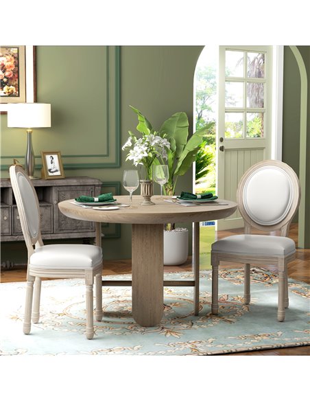 HOMCOM Dining Chairs Set of 2, French Vintage Style Kitchen Chairs with PU Leather Upholstery and Wooden Legs for Dining Room 83 - pic 69137 | FastDaddyshop