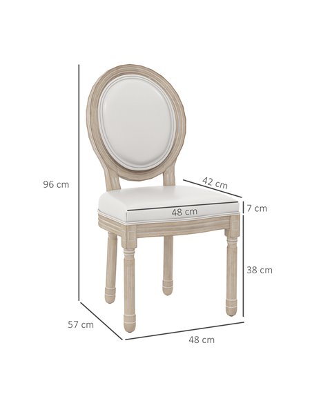 HOMCOM Dining Chairs Set of 2, French Vintage Style Kitchen Chairs with PU Leather Upholstery and Wooden Legs for Dining Room 83 - pic 69138 | FastDaddyshop