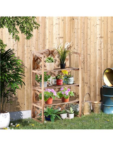 Outsunny Wooden Plant Stand, 3-Tier Flower Display Shelf, Outdoor Indoor Storage Rack, 75 x 38 x 120cm 845-117
