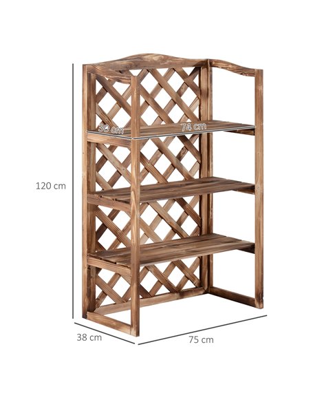 Outsunny Wooden Plant Stand, 3-Tier Flower Display Shelf, Outdoor Indoor Storage Rack, 75 x 38 x 120cm 845-117 - pic 69147 | FastDaddyshop