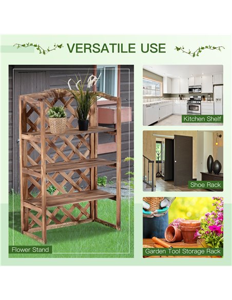 Outsunny Wooden Plant Stand, 3-Tier Flower Display Shelf, Outdoor Indoor Storage Rack, 75 x 38 x 120cm 845-117 - pic 69148 | FastDaddyshop