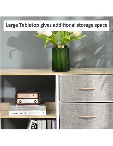 HOMCOM Chest of Drawers Storage  Dresser Cabinet Organizer with 3 Fabric Drawers and 2 Display Shelves for Living Room, Bedroom,