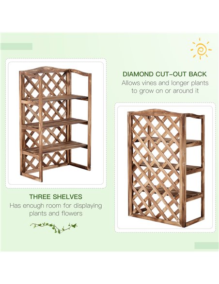 Outsunny Wooden Plant Stand, 3-Tier Flower Display Shelf, Outdoor Indoor Storage Rack, 75 x 38 x 120cm 845-117 - pic 69150 | FastDaddyshop