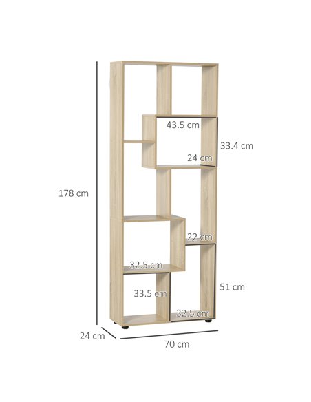 HOMCOM 8-Tier Bookshelf, Freestanding Display Storage with Melamine Finish, Anti-Tip Foot Pads, for Living Room, Modern, White 8 - pic 69156 | FastDaddyshop