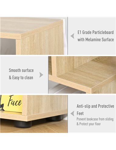 HOMCOM 8-Tier Bookshelf, Freestanding Display Storage with Melamine Finish, Anti-Tip Foot Pads, for Living Room, Modern, White 8