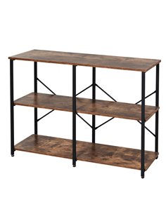 HOMCOM 3-Tier Metal Frame Industrial Style Shelf, Brown 837-075