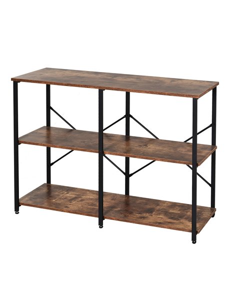 HOMCOM 3-Tier Metal Frame Industrial Style Shelf, Brown 837-075 - pic 69163 | FastDaddyshop