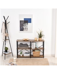 HOMCOM 3-Tier Metal Frame Industrial Style Shelf, Brown 837-075 2