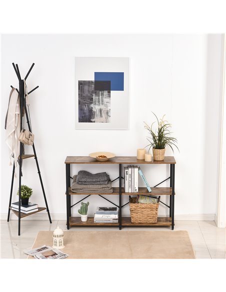 HOMCOM 3-Tier Industrial Style Shelf Metal Frame Smooth Shelves Adjustable Feet Home Office Display Storage Unit Sleek 76x120cm  - pic 69164 | FastDaddyshop